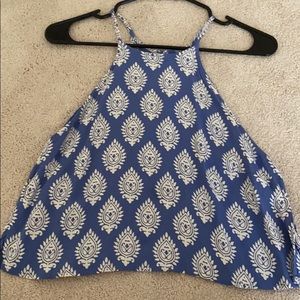 Blue paisley Lucy Love High Neckline Crop Top